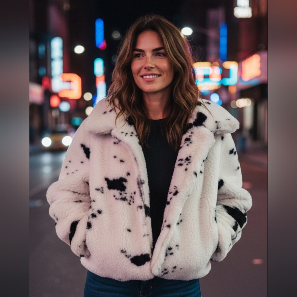 #059 Juicy Couture Black and White Faux Fur Coat